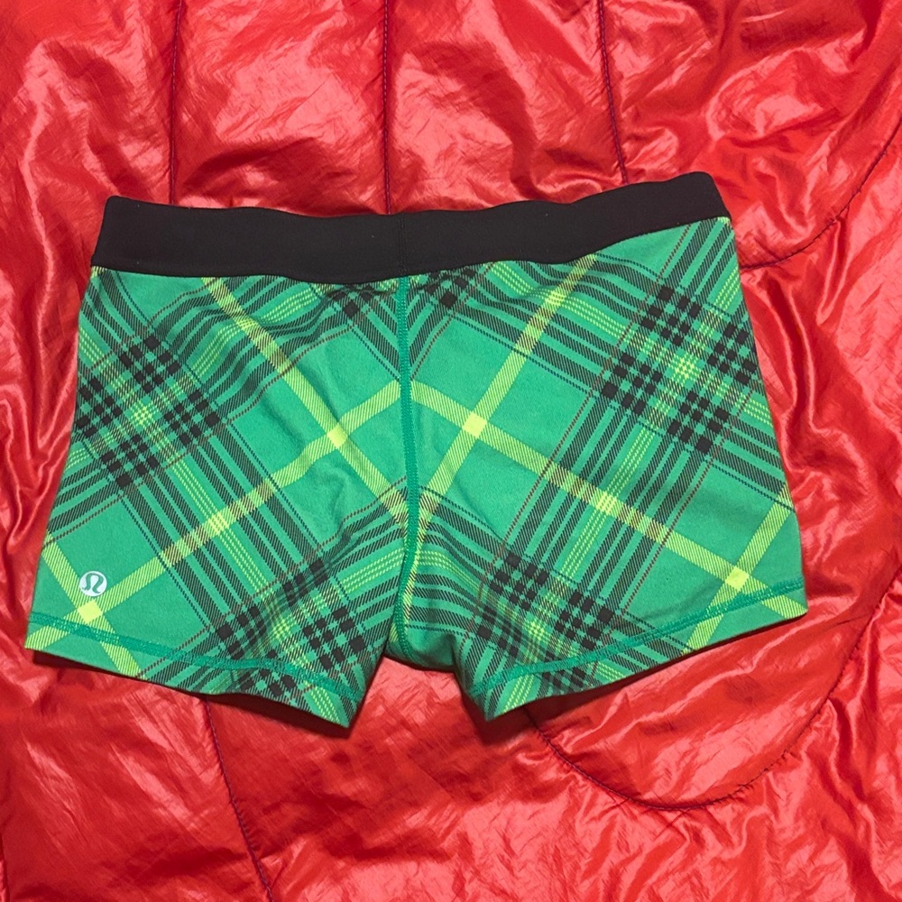 Lululemon Green Plaid Shorts